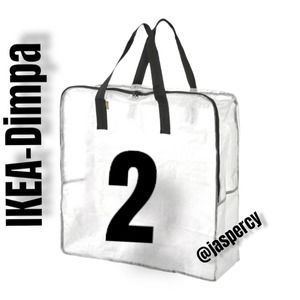 IKEA - TWO (2) Dimpa Zip Durable Stackable Clear Storage Bag/Tote W/ Straps